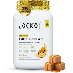 image:imageJocko Fuel Whey Protein Isolate Pro Series Chocolate 25g Low Lactose Whey  Beef Collagen with Digestive Enzymes  Probiotics 47g BCAAs Low Carb 25 ServingsCaramel