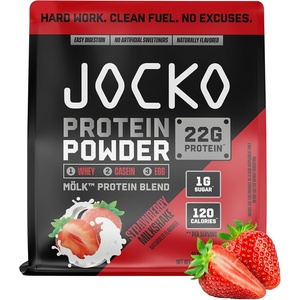 image:imageJocko Fuel Whey Protein Powder Cookies amp Cream 22g Protein Digestive Enzymes  Probiotic Blend No Sugar Added with Essential Amino Acids  Electrolyte Minerals 24 ServingsStrawberry Milkshake