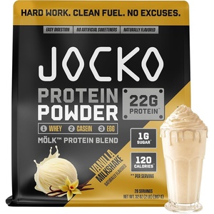 image:imageJocko Fuel Whey Protein Powder Cookies amp Cream 22g Protein Digestive Enzymes  Probiotic Blend No Sugar Added with Essential Amino Acids  Electrolyte Minerals 24 ServingsVanilla Milkshake