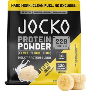 image:imageJocko Fuel Whey Protein Powder Gingerbread Cookie 22g Protein Digestive Enzymes  Probiotic Blend No Sugar Added with Essential Amino Acids  Electrolyte Minerals 31 ServingsBanana Cream